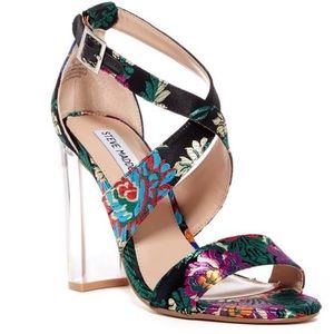 Steve Madden Cascade Clear Block Heel Strappy Shoe